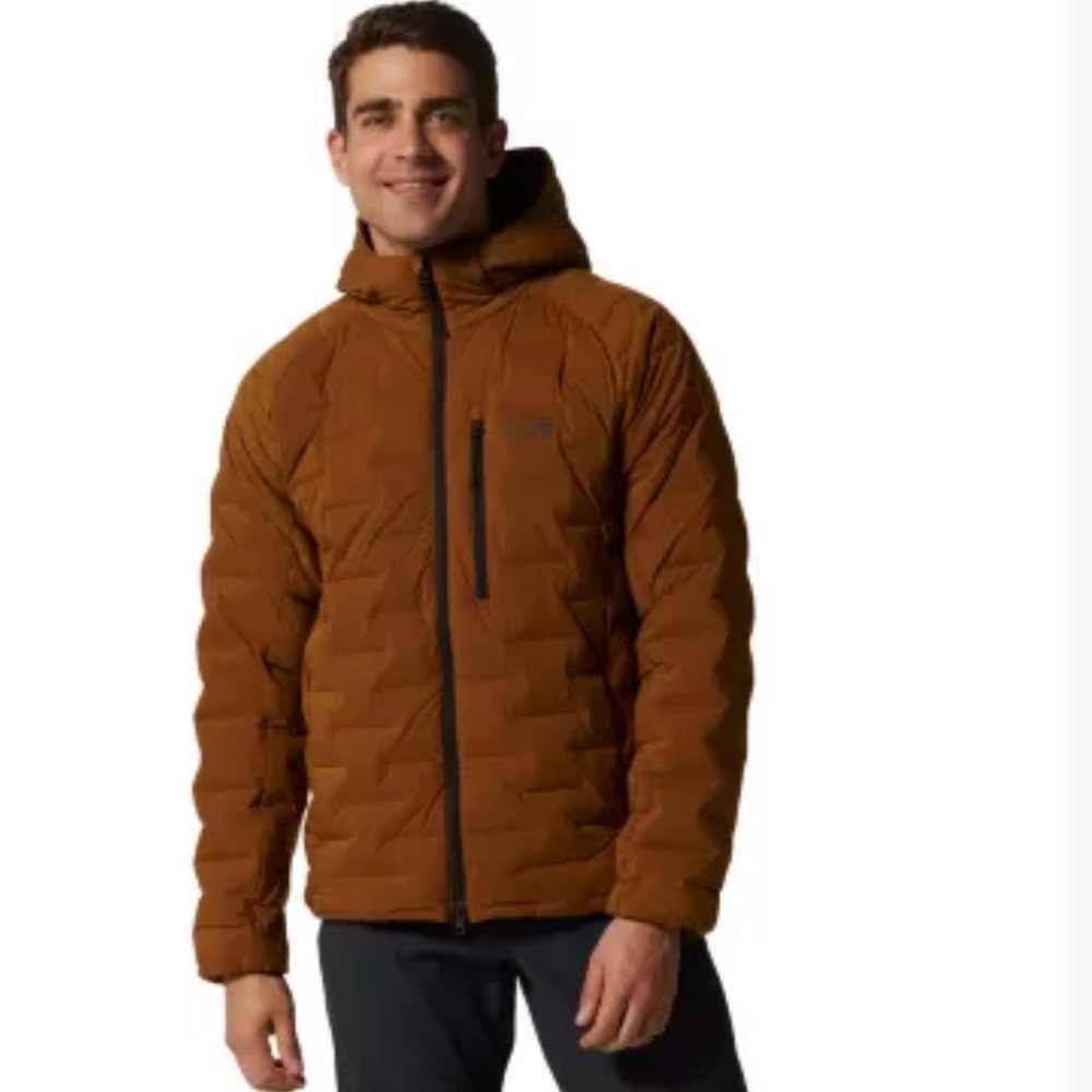 Mountain Hardwear stretchdown hoody jacket full zip golden brown mens S NEW - Picture 10 of 11